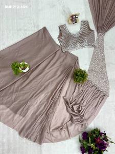 Sari de Seda Rangoli de Diseño Moderno y Excelente Calidad con Bordado y Lentejuelas, Conjunto de Sari y Blusa, Proveedor y Exportador Mundial - Product Image 5