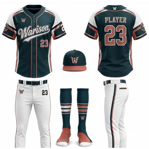 Wholesale Baseball Uniform Kit 100% Polyester Unisex Breathable Softball Jersey Pant Socks And Caps Set For Adult's - Product Image 4