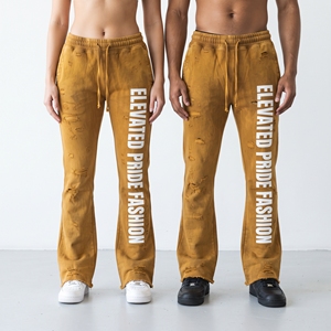 Vintage Wash Flare Distress Sweatpants Men <b>Women</b> Drawstring Waist Heavy Fleece Washed <b>Trouser</b> Pajama Winter <b>Baggy</b> Sweat Pants - Product Image 1
