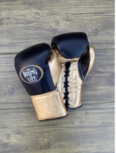 Customized No Boxing No Life Black & Gold Real Cowhide Leather Boxing <b>Gloves</b> Lace-Up Lightweight Breathable - Product Image 6