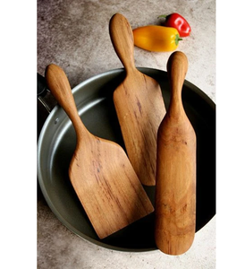Ensemble de 5 spatules en bois d'acacia, lavage à la main uniquement, ustensiles pour la cuisine et la pâtisserie, prix de gros - Product Image 2