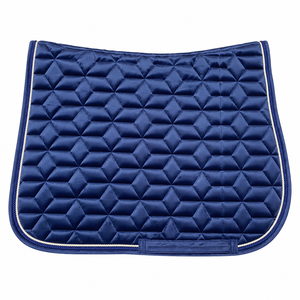 Tapis de selle en velours bleu confortable pour dressage formel, personnalisable toutes couleurs et tailles, équitation toutes saisons - Product Image 1