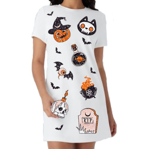 Nouvelles Robes Mini T-shirt Femme 100% Coton Sur Mesure Super Ventes Broderie Main Paillettes Taille Naturelle Exportateurs en Gros - Product Image 5