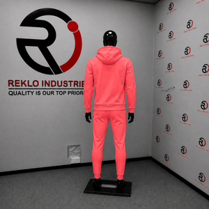 Conjunto Deportivo para Hombre con Capucha Color Coral, Sudadera y Pantalones con Cierre Completo, Color Sólido, Casual, con Bolsillos Laterales, Transpirable, de Poliéster, para Otoño - Product Image 4