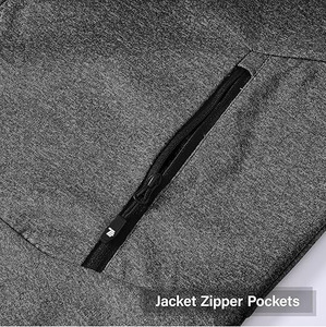 Men’s Performance Charcoal Grey Heather Tech Tracksuit – Premium Two-Piece Athletic Set Featuring Full-<b>Zip</b> <b>Hooded</b> Training - Product Image 4