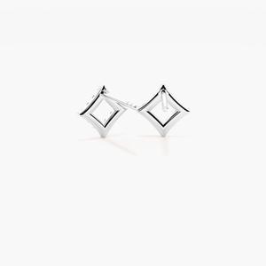 Pendientes de Oro Sólido de 14 Quilates con Certificado IGI, Diamantes Sintéticos de Laboratorio de Corte Brillante, Chapados en Rodio, con Halo Cuadrado Abierto - Product Image 2