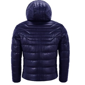 Men's Hooded Leather <b>Jacket</b> Solid Color Windproof Zipper Closure Casual Winter <b>Jacket</b> Thick <b>Slim</b> <b>Fit</b> Regular Length - Product Image 4