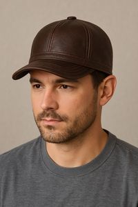 Black Leather Baseball Cap Unisex Casual Four Season 56-58CM Adult <b>Hat</b> - Product Image 4