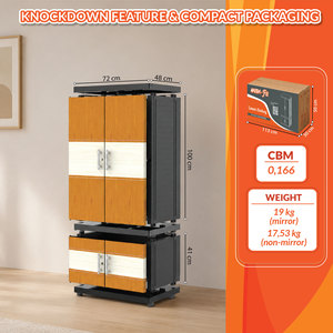 Naiba Plastic <b>Cabinet</b>/Wardrobe/Closet/Cupboard with Gray Hinged Flat Panel Doors Equipped with Lock, Shelves, and Hanger - Product Image 5