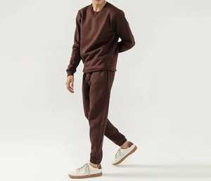 Vêtements de sport pour hommes, ensemble de survêtement à col rond, coupe ajustée, vêtements de fitness, 100% coton molletonné 370GSM, confortable et chaud. - Product Image 5