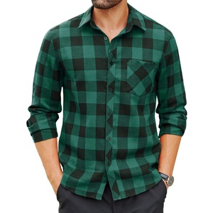 Chemises en flanelle pour hommes, boutonnées, coupe classique, manches longues, décontractées, à carreaux, style vintage streetwear, teintes en fil, anti-rétrécissement - Product Image 4