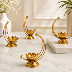 Premium Gold Metal Lotus <b>Tealight</b> <b>Candle</b> <b>Holder</b> Decorative Gold Lotus <b>Candle</b> <b>Holder</b> – Modern Table Centerpiece - Product Image 3