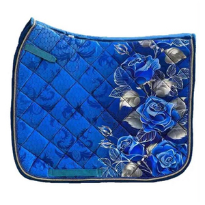 Manta de Silla de Montar Acolchada Rosa Intenso con Diseño de Diamantes y Ribete de Pana - Product Image 4
