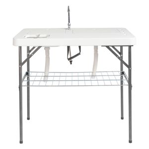 Tavolo Pieghevole Rettangolare per la Maneggevolezza del Pesce in HDPE 101*65.5*92cm con Filo Spinato, Colore Bianco - Product Image 1