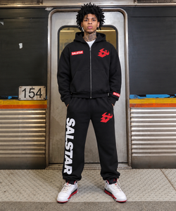 Ensemble de survêtement noir personnalisé pour homme, sweat à capuche zippé et pantalon de jogging, ensemble de survêtement sport en molleton de coton premium, fabricant - Product Image 3