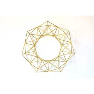 Gold Geometric Metal Wreath <b>Wall</b> Hanging <b>Decor</b> Himmeli Wire Starburst Sculpture Modern Home Entryway <b>Wall</b> Art - Product Image 1