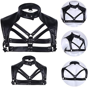 Adjustable Straps And Metal Buckles Sexy Costume Accessory Wholesale Price Men's Black Leather Chest <b>Harness</b> With OEM - Product Image 3