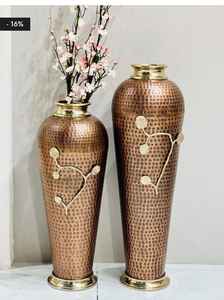 Vase de sol en métal argenté antique au design moderne, élégant vase à fleurs en fer, décoration intérieure, style classique indien de luxe - Product Image 2