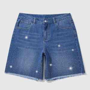 Nouveau style, sur mesure, couleur unie, prix d'usine, short streetwear vintage d'été pour homme, 100% coton, ourlet brut, short en jean de coton - Product Image 1