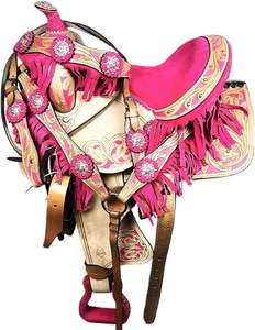 Selle Western BarrelBrown Wolfstone en cuir et acier inoxydable, arbre en plastique durable, quincaillerie nickelée, ajustement confortable pour - Product Image 1