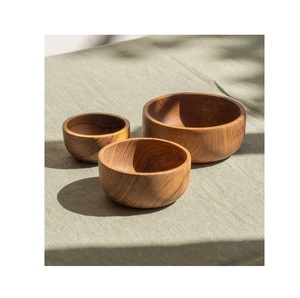 Juego de 3 Tazones Anidados de Madera de Teca Natural, Tazones Premium Hechos a Mano para Servir Ensaladas y Frutas, Decoración para la Mesa de Cocina - Product Image 4