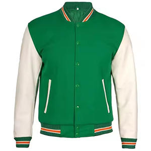 Veste de baseball universitaire pour hommes, veste varsity en cuir pleine fleur personnalisée et tendance, streetwear avec logo en chenille. - Product Image 3