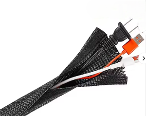 Gaine tressée extensible en nylon noir PET-4/6/8/10mm pour protection de câbles auto-extinguissants de 4 à 100mm - Product Image 1