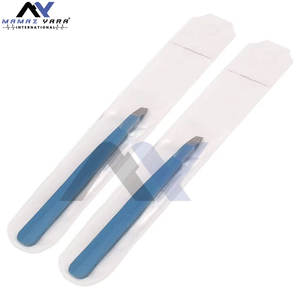 Trousse à outils pour pinces à épiler, pinces à épiler pour extensions de cils en acier inoxydable, pinces professionnelles en acier allié bleues, ensemble de 2 pièces pour la beauté - Product Image 4