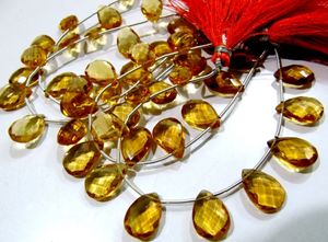 Perles de citrine hydrofugée, forme poire, briolette facettée, 8 pouces - Product Image 2