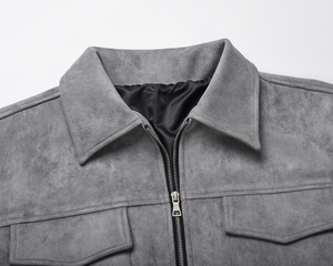 OEM Private Label Men Stock Drop Shipping Micro <b>Suede</b> <b>Leather</b> <b>Jacket</b> - Product Image 4