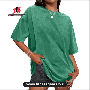 Women's O-Neck Short Sleeve T-Shirt Solid Blue Knitted Casual Wear Loose Eco-Friendly 100% Polyester Summer - Product Image 4