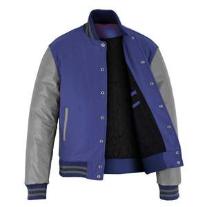 Chaqueta Varsity de manga larga para hombre, diseño personalizado al por mayor, últimas tendencias, lisa, sin estampado, para invierno. - Product Image 2