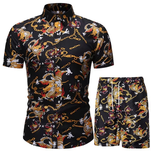 Ensemble décontracté pour homme, chemise à fleurs à manches courtes et short ample imprimé - Product Image 3