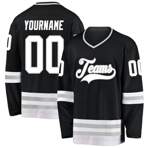 Jersey de Hockey Personalizado al por Mayor, de Alta Calidad, Directo de Fábrica, con Diseño de Camuflaje Negro y Gris, en Honor al Servicio - Product Image 3