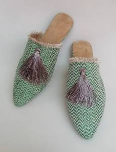 Zapatillas de cuero marroquí para mujer / mule de cuero y tela africana / zapatillas de cuero genuino - Product Image 2