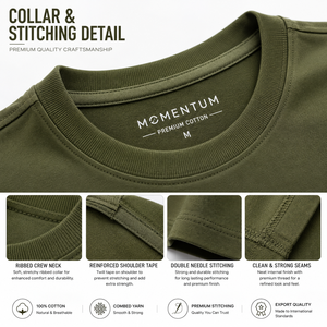 Camiseta de Manga Corta Azul Claro para Hombre MOMENTUM, Cuello Redondo, Corte Regular, Algodón Ecológico, Tela de Rizo de 180 g, Explore Unknown Photo - Product Image 6