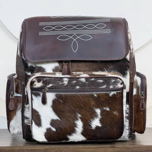 Wholesale Genuine Cowhide Leather with Boot Stitch <b>Backpack</b> Purse Tooled Flap Women Travel Daily Use School Fashion <b>Backpacks</b> - Product Image 4