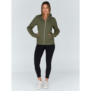 Vente en gros de sweats à capuche mode unis, personnalisables avec logo, coupe ample, grandes tailles, zippés, pour femme, avec poches - Product Image 2