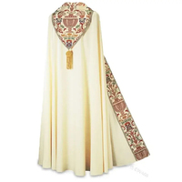 Robe de Soutane à Manches Longues Style Européen Religieux pour Hommes - Uniforme de Prêtre - Taille Personnalisée - Polyester - Motif Brodé en Relief - Personnalisable