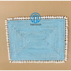 Eco Friendly Rattan Placemat With Shell Stylish Dining Table <b>Mat</b> For Kitchen Decor Handmade Woven Placemat For Home - Product Image 5
