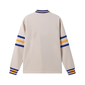 SGRho Neutral Varsity Fleece <b>Pocket</b> <b>Cardigan</b> Beige Classic Collegiate Casual Winter Front Knitwear - Product Image 2