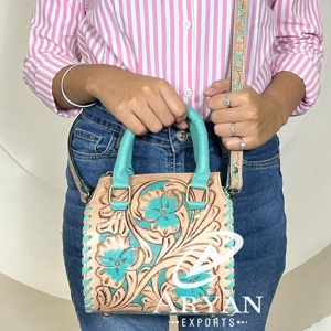 Trendy Elegant Large Capacity Luxury Hand <b>Tooled</b> Genuine Cow <b>Leather</b> Speedy Duffle Bag Personalized Travel Bag for Men & Women - Product Image 1