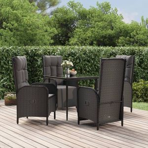 Set da Pranzo da Giardino in Rattan Nero per 4 Persone, Resistente alle Intemperie, Arredamento da Esterno - Product Image 1