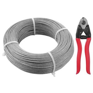 Cavo per Ringhiera T316 1/8'' 300 ft 7x7 Fili Grado Aeronautico Costruzione Marina EN 0.6mm Fune in Acciaio Inossidabile con Taglierina - Product Image 1