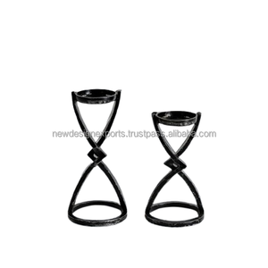 Minimalist Nordic Hourglass <b>Taper</b> Holder – Cast Aluminum Gold – Verified Export - Product Image 6