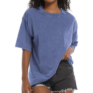 T-shirt unisexe surdimensionné à manches courtes en coton 100% de haute qualité, style streetwear, pour hommes et femmes, effet délavé, personnalisable OEM. - Product Image 1