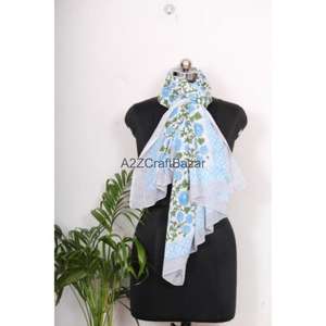 Floral & Argyle Digital Print 100% Cotton Lightweight Breathable Skin-Friendly <b>Women's</b> Scarf for Beachwear & Daily Use - Product Image 3