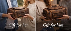 Genuine Leather <b>Toiletry</b> Bag Men Travel Wash Organizer Cosmetic Waterproof <b>Storage</b> Bag LTB-0140 - Product Image 6