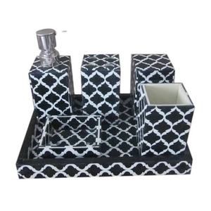 Handcrafted Bone Inlay <b>Bathroom</b> <b>Accessory</b> <b>Set</b> Luxury Handmade Washroom Decor - Product Image 1