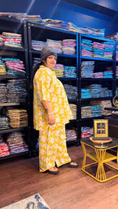 ชุดเซ็ตผ้าฝ้ายแท้พิมพ์ลายสำหรับสุภาพสตรีทำงาน |   เสื้อคลุมเหนือเข่าและกางเกง |   ไซส์ S-10XL - Product Image 2